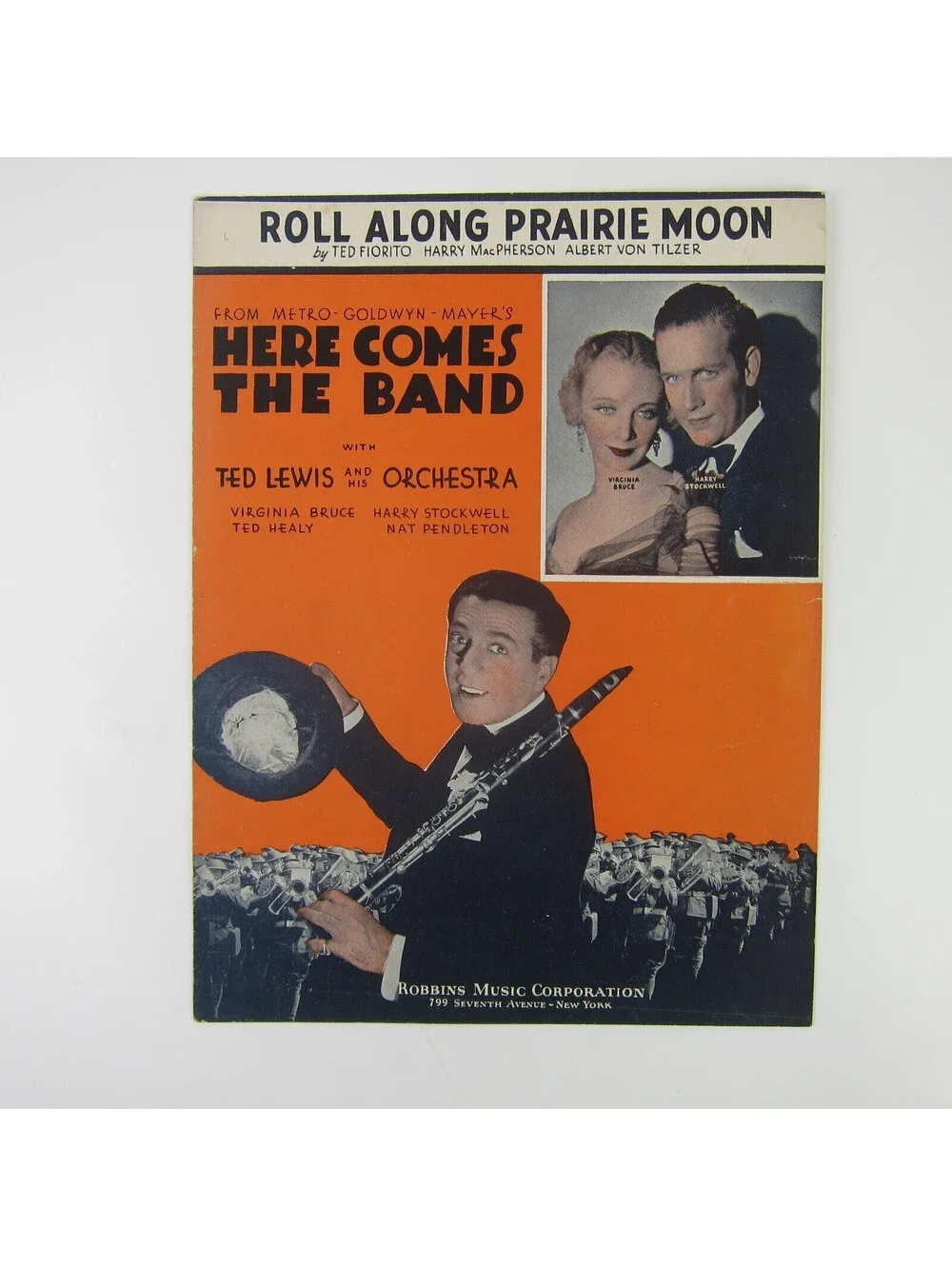 Sheet Music Roll Along Prairie Moon Here Comes The Band Ted Lewis Vintage 1935